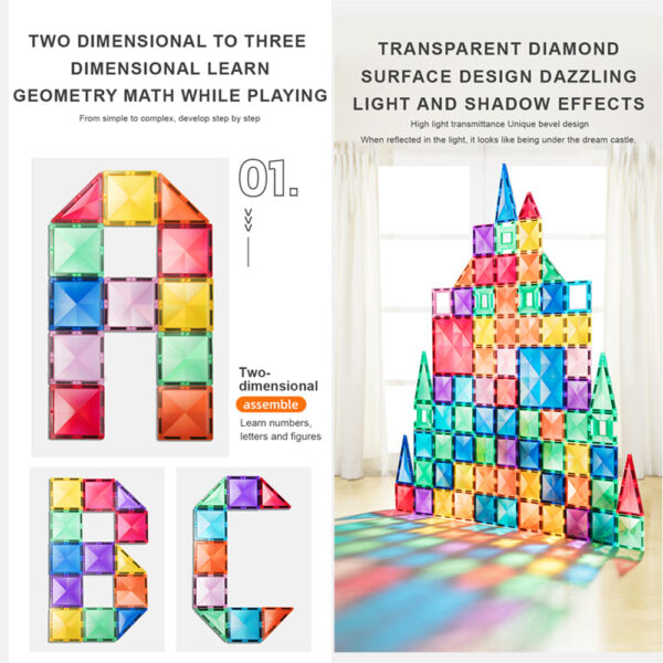 [Buy 4 for 8% off] Mideer Colourful Magnetic Tiles. 60pcs Magnetic Building Tiles