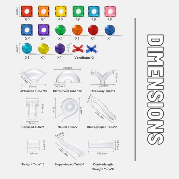 [Buy 4 for 8% off] Mideer Colorful Magnetic Tiles - Marble Run 100PCS